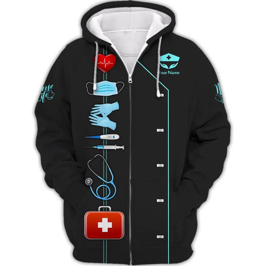Women Shirt Nurse Life Nursing Shirts Sportwear Zipper Hoodie / S T-Shirt
