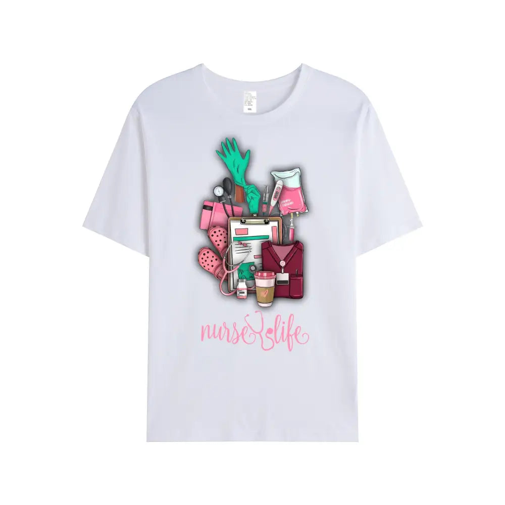 Women Shirt Nurse Life Nursing T-Shirt T-Shirt / White S