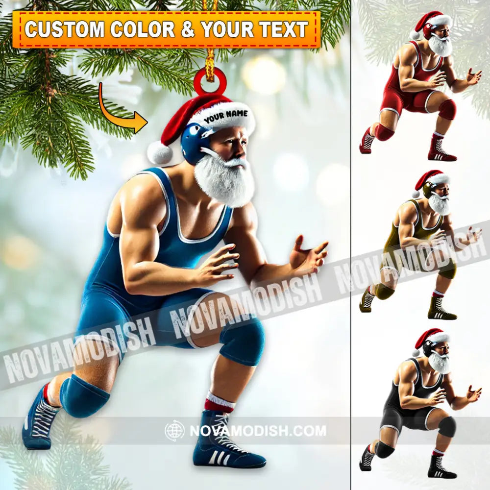 Wrestler Santa Home Decor Christmas Ornament Personalized 3.54’’ / 1